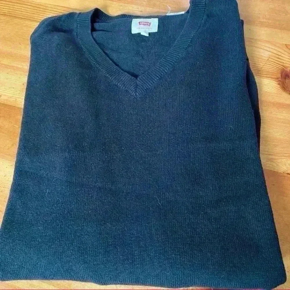 Levi’s V-Neck Sweater Cotton Mens L Black